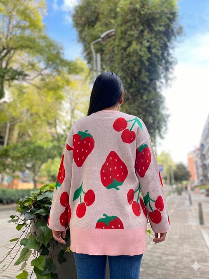 Bluson tejido con diseño de frutas